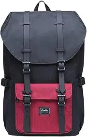 [KAUKKO] Laptop Outdoor Backpack, Travel Hiking& Camping Rucksack Pack, Casual Large Daypack, Backpack Fits 15" Laptop & TabletsBlackred）