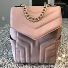 Nanette Lepore Vegan Leather Mauve Quilt Chain Gold Handle Bag