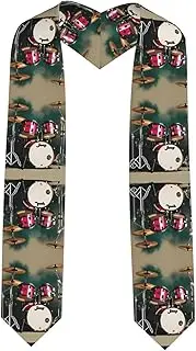 [SKKNT] Jazz Drum Print Graduation Shawl Stole For Academic Commencements Honor Sash Congratulations Gift