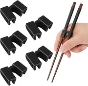 5 Pieces Reusable Chopstick Helper Training Chopsticks Connector Training Chopstick for Beginner (Black)