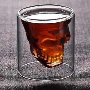 魔尚創意骷髏頭骨酒杯水杯水晶骷髏啤酒杯個性酒吧雙層透明玻璃杯