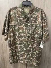Drake Short Sleeve 8-Shot Flyweight Shirt Old School Large AD9500-037-3 Camo NWT