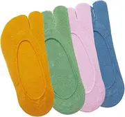 [Holibanna] 4Pairs Two Toe Socks Summer Lightweight Split Toe Design Comfortable Candy Color Low Cut Socks for Everyday Wear Sliding Breathable for Casual Use