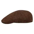 Sterkowski RUSTY Harris Tweed Flat Cap Duckbill Newsboy Cabbie Ivy League Wool