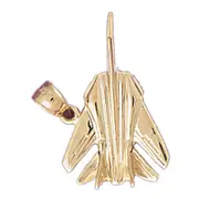 14K Gold Military Jet Pendant