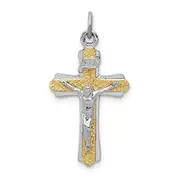 Sterling Silver Rhodium-Plated & Gold-Tone Inri Crucifix Cross Pendant