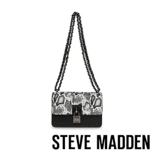 【STEVE MADDEN】BTAME 蛇紋翻蓋尖背斜背包(黑色)