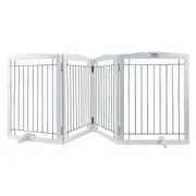 Free Standing Dog Gate, 32" H x 96.5" W Freestanding Pet Gate, 4 Panels Foldable Dog Gate for Wide and Narrow Passageways, Expandable Dog Barrier with Silent Foot Support for Indoor,