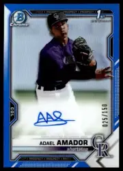 2021 Bowman Draft Chrome Blue Refractor Adael Amador Auto 025/150