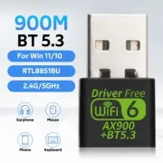 Mini USB WiFi 6 Wireless Card Dual Band 900Mbps Bluetooth 5.3 Network Adapter PC