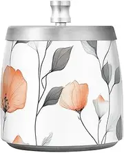 Retro Florals White Travel Ashtray with Lid for Home Indoor Car Office Cute Smokeless Outdoor Tabletop Ashtray for Cigarette Smokers