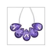 10x Cubic Zirconia Flat Pear Briolette Beads 4x6mm Amethyst Purple #64852