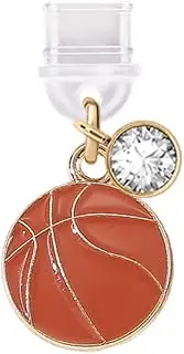 ELISE & FONDA TP591 Type-C Charging Port Anti Dust Plug Little Basketball Cell Phone Charm for iPhone 15/16/Samsung/OnePlus/Xiaomi/oppo Android Phones (Terra-cotta)