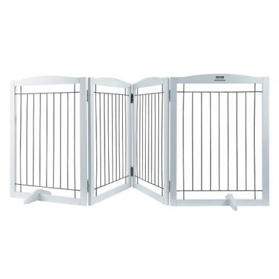 Freestanding Dog Gate 32 Inch High 96 Inch For Wide 4 Panel Foldable Pet Barrier