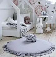 Baby ruffle play mat / tummy time mat DUNE GREY