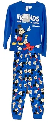 Disney 100 kids Mickey Mouse and Friends size 7 blue winter Pyjamas