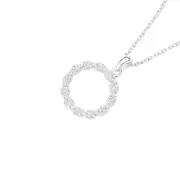 Silver Cz Twisted Circle Pendant in White