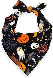 Sammy’s Sew Shop Halloween Dog Bandanas – Ghost, Pumpkin, and Witch Print Halloween Dog Bandana, Light Drape Fabric, Unique Design, Handmade in The USA (Small, Haunted Howliday)