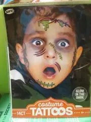 Savvi Costume Tattoos 14 pcs glow in dark Halloween Ages 4+ free shipping