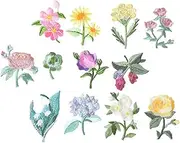 EXAOMBLE 12Pcs Flower Embroidery Patches DIY Garment Accessories for Clothes Bags Hats and Crafts Unique Decorative Applique for Repairs and Handmade Projects