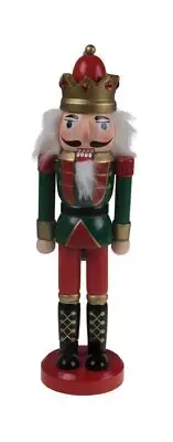 Clever Creations Red and Green King 10 Inch Traditional Wooden Nutcracker, Fe...