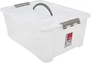 CLIP LOCK PLASTIC STORAGE BOX w/LID 20L [6 Pack] Storage Container Bin Tubs Box Plastic Latch Boxes Storage Bin Locking Lid Stackable Utility Bin