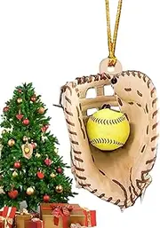 Softball Ornaments for Christmas Tree,2D Acrylic Unique Baseball Ornament - Christmas Tree Ornament,Decorative Softball Player Pendant for Sports Fan
