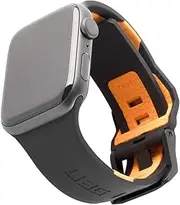 [URBAN ARMOR GEAR] UAG Compatible with Apple Watch 44mm 42mm, iWatch Series 6/5/4/3/2/1 & Watch SE, Silicone Band Civilian Adjustable Waterproof Sporty Replacement Watch Strap, Black/Orange