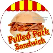 Pulled Pork Sandwich DECAL (Choose Your Size) Concession Food Truck Cir Sticker