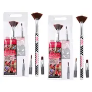Multi-Brush Nail Art Set by Bourjois for Women - 3 Pc Set Fan Brush, Shader Brush, Liner Brush - Pack of 2