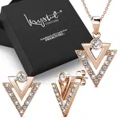 Boxed Trilateral Set Embellished with SWAROVSKI® Crystals In Rose Gold