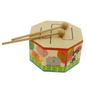Wooden Drum Hand Percussion Instrument Toy for Kids Early Music Learning For