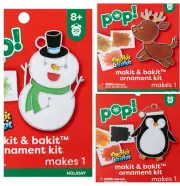 SET (3) Makit & Bakit Xmas Ornament Kits Stained Glass Suncatcher Melt Crystals