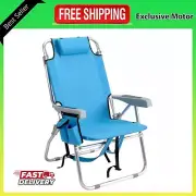 Karl home Beach Chair Aluminum And 600D Polyester Fabric Adjustable Blue