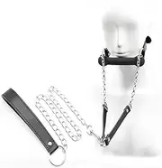 SAHOOSAFETY Silicone gag mouth gag gag with traction chain dog bone mouth gag with leash chains adjustable bondage sex ball gag mouth erotic for women men