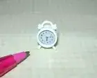 Miniature Matte WHITE Alarm Clock, WHITE Face High Detail! DOLLHOUSE 1:12