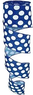 Leecogo Ribbon Wired,2 1/2”x10 Yard,Royal Blue Polka Dots Ribbon for Easter,Independence Day, Christmas, Wreath, Spring, Summer, Wedding, Baby Shower, Birthday