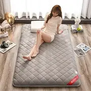 Portable Roll Up Futon Mattress Cotton Fill Single Double Foldable Sleeping Mat for Floor Guest Bed Sofa Grey 90 * 200cm