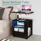 Black Bedside Table Bedroom Furniture Nightstand Modern Storage Cabinet Desk