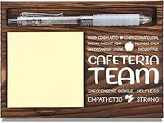 Cafeteria Team Appreciation Gifts, Thank You Gift for Cafeteria Worker, Team Crew Office Coworkers Staff Appreciation Gifts, Sticky Note Holder Wooden Notepad & Pen Holder 6.5" x 4.7" - FTA302