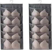 CZCMYAU Enlarged Closet Hanging Bra Organizer with Rotating Metal Hanger, Extra-Large Dual Sided Wall Shelf Wardrobe Mesh Pockets Hanging Storage Bag for Bra Socks Underwear Underpants