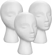 minkissy 3Pcs Mannequin Heads for Hat Display Lightweight Wig Support Organizers for Scarves and Accessories for Professional Showcases