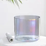 Balance Chakra Meditation Quartz Crystal Singing Bowl with Suede Striker O-ring(F note,7 inch)