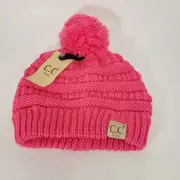 Kids New Candy Pink Authentic C.C Exclusives Classic Rib Knit Beanie Hat Cap