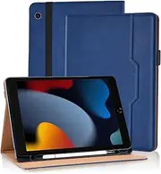 Case for iPad 10.2 Inch (9th/8th/7th Generation, 2021/2020/2019) with Pencil Holder, Auto Sleep/Wake, Premium PU Leather Adjustable Stand & Strap for iPad 9th Gen iPad 8th Gen iPad 7th Gen, Blue