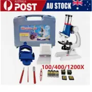Kids Gift Toys Beginner Alloy Microscope 1200X Microscope Science Kit Learning