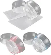 HONITANO 3 Sets Nail with Scraping Board French Nail Stamper Printing Tool for Home Salon Use Mixed Color Designs
