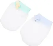 [FOMIYES] 2Pairs No Scratch Ice Silk Mittens for Newborns Ant Scratch Gloves to Protect Boy Girl Hands Soft Comfortable Hand Protectors