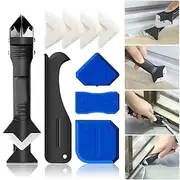 10pcs/set Silicone Caulking Tools Glass Glue Angle Scraper Stainless Steelhead Caulk Remover and Sealant Scraper for Kitchen Bathroom Window and Frames Sealant