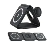 OROTEC 3-in-1 Foldable Magnetic Triple Wireless Charger Made for Apple Products BLACK